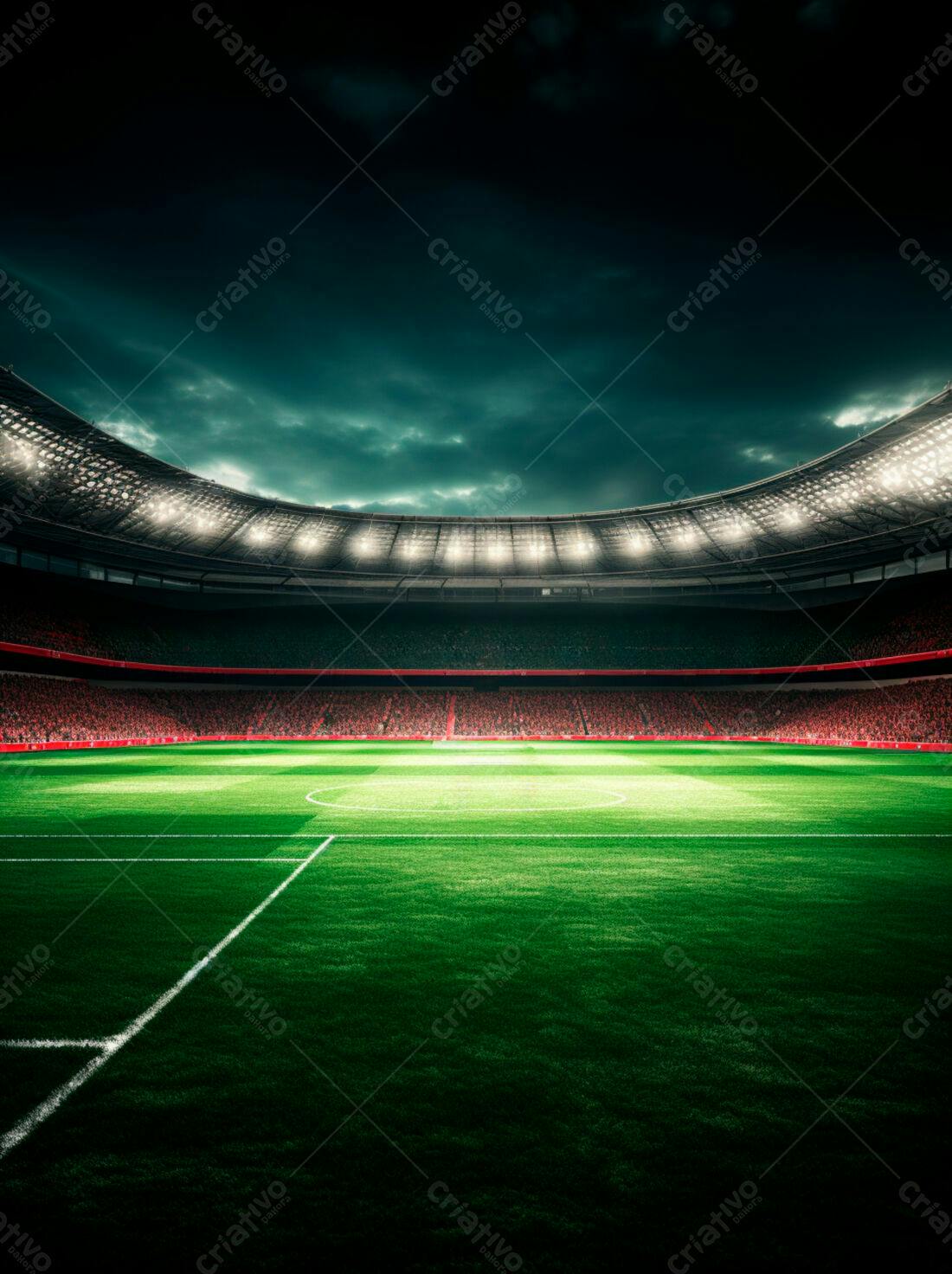 Estádio de futebol noturno lotado