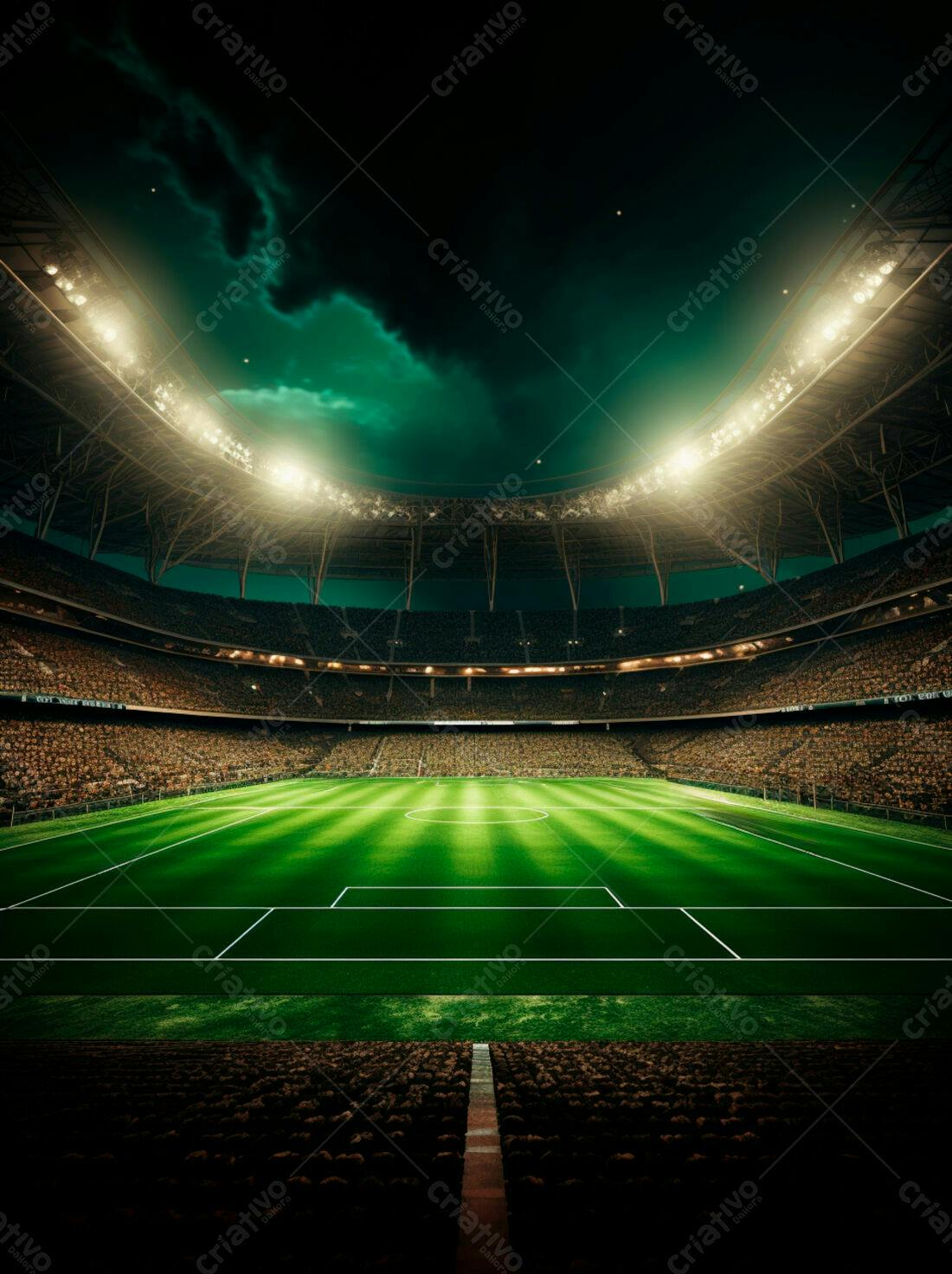Estádio de futebol noturno lotado