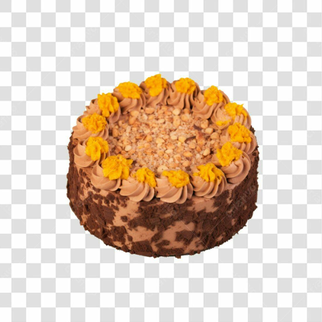 Imagem Bolo Aniversário Marrom e Amarelo PNG com fundo transparente