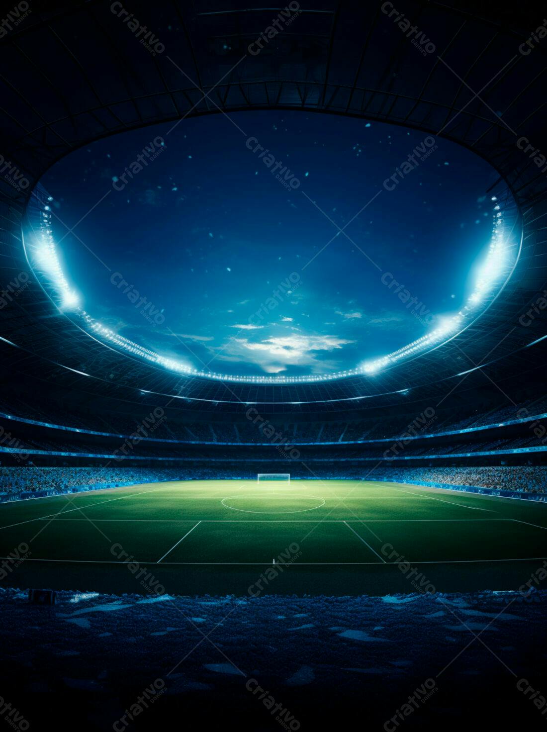 Estádio de futebol noturno vazio
