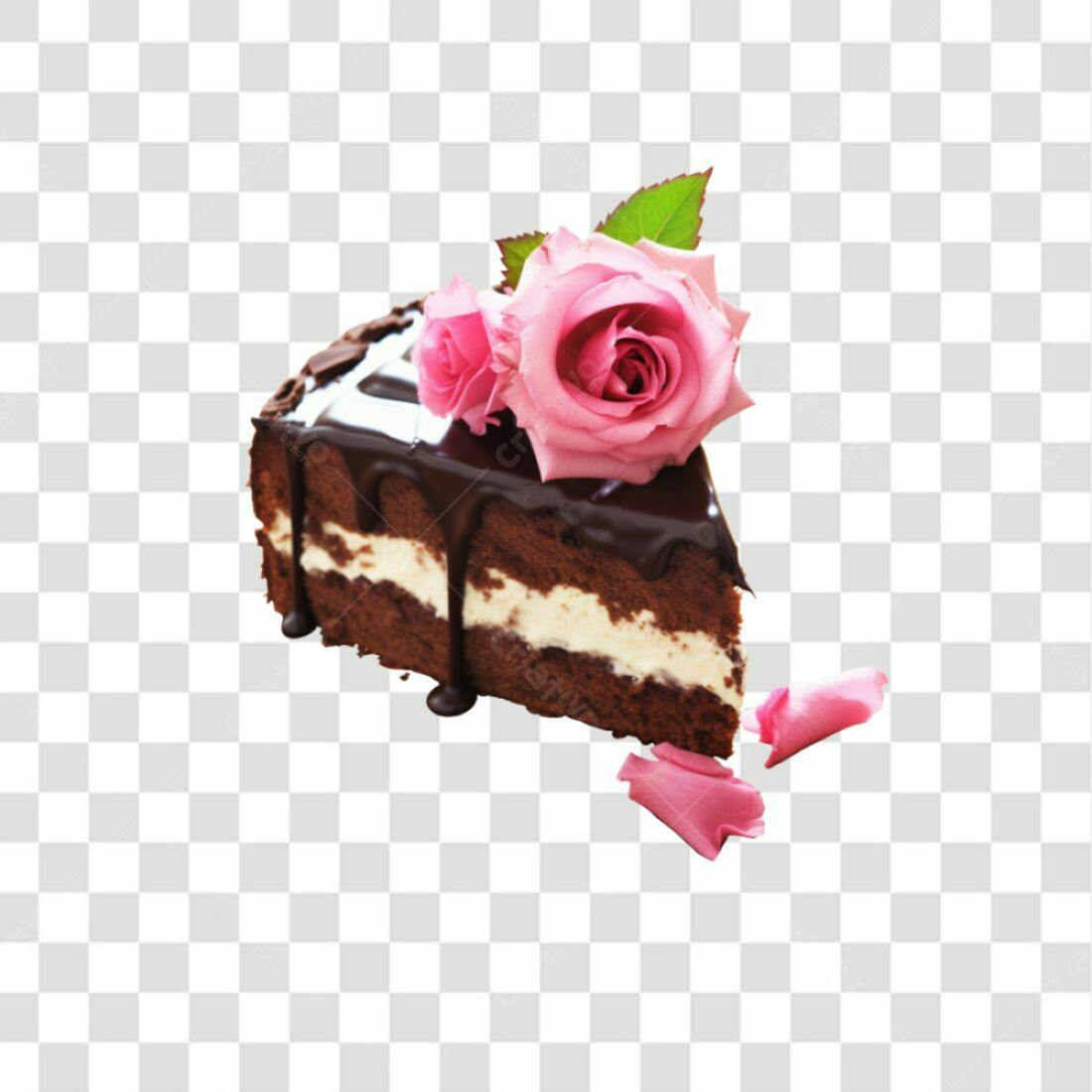 Imagem Bolo Chocolate Rosas PNG com fundo transparente