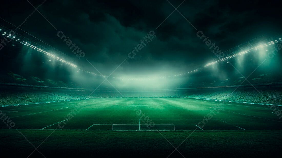 Estádio de futebol noturno iluminado