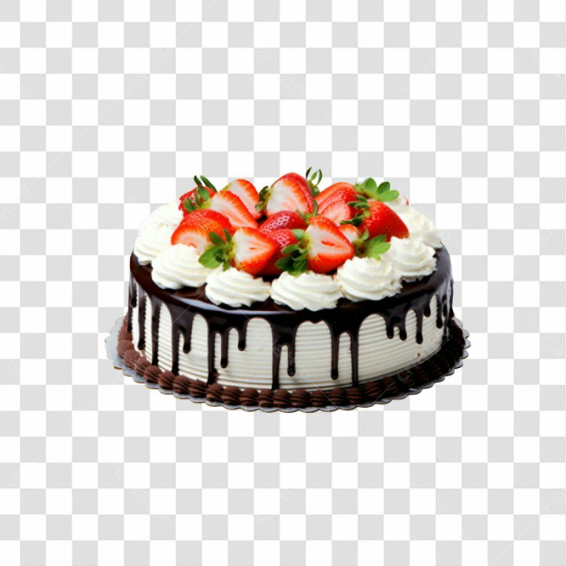 Imagem Bolo Aniversário Morangos PNG com fundo transparente