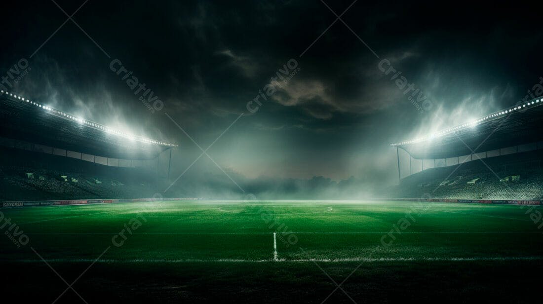 Estádio de futebol noturno nebuloso