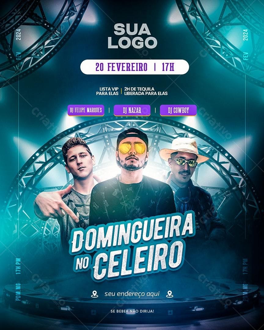 Flyer Festa Domingueira PSD Editável