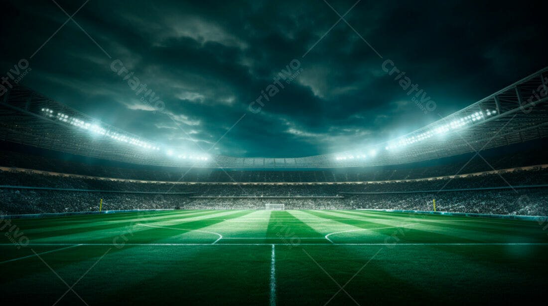 Estádio de futebol noturno lotado