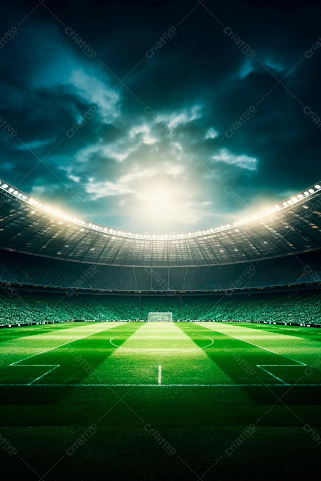 Estádio de futebol iluminado à noite