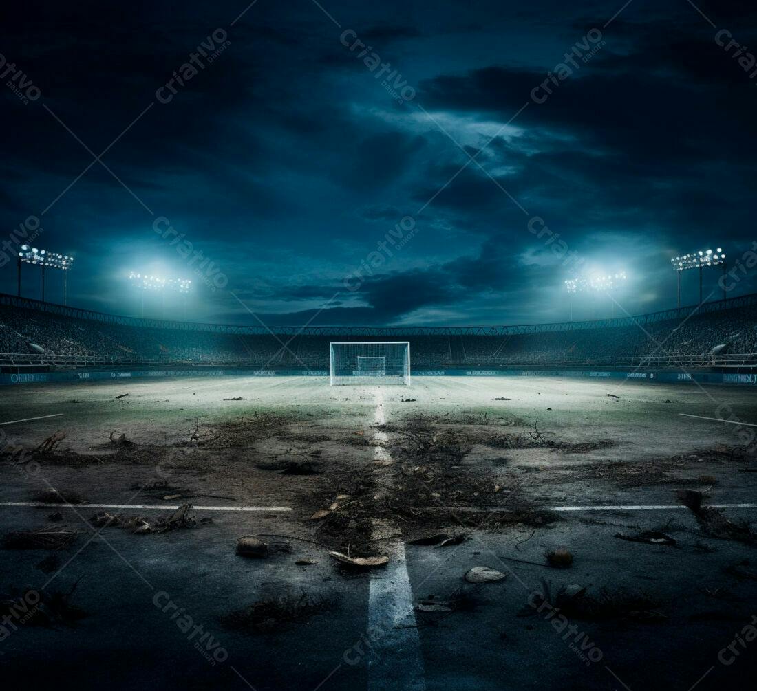 Estádio de futebol abandonado noite