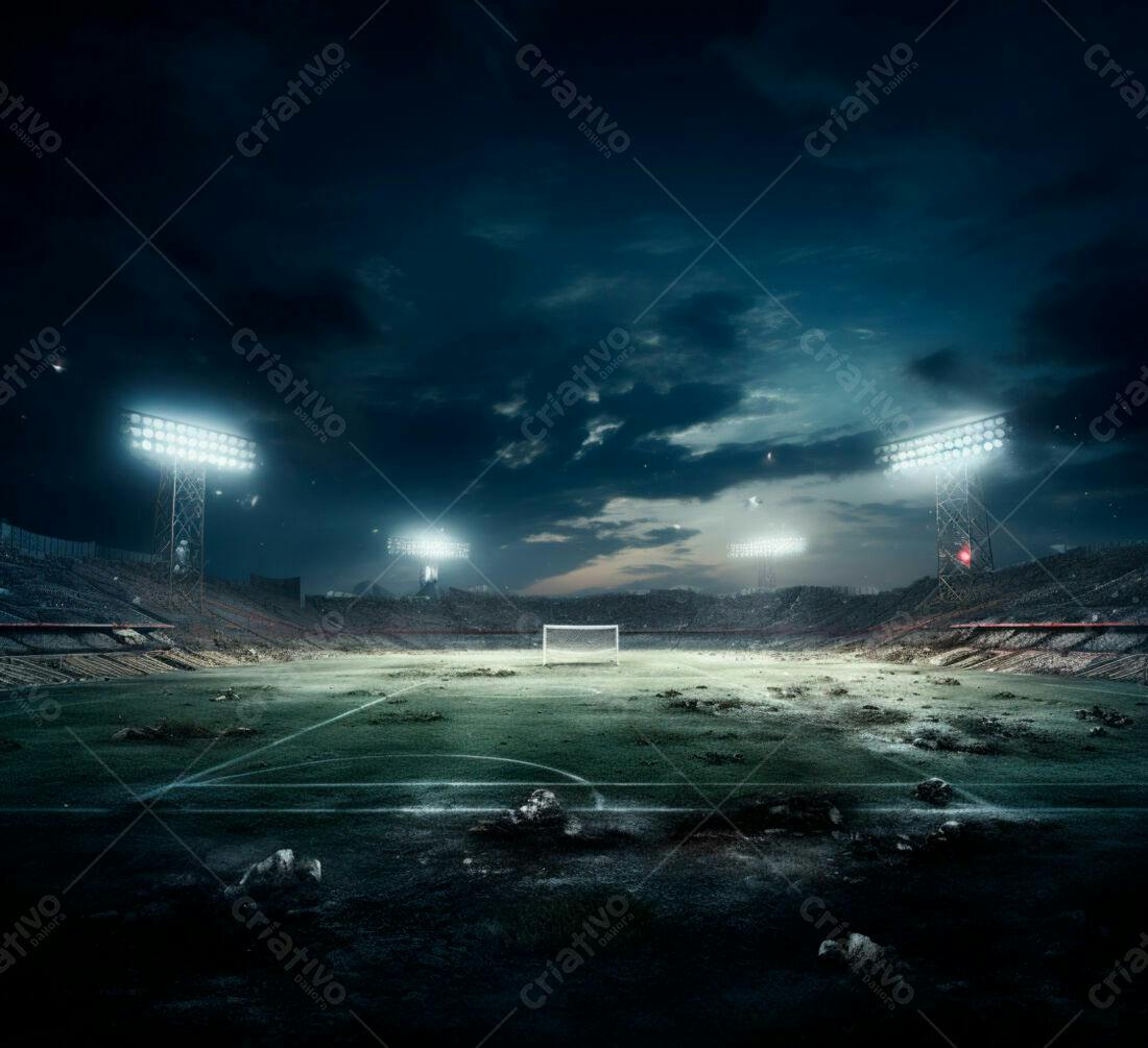 Estádio de futebol noturno vazio