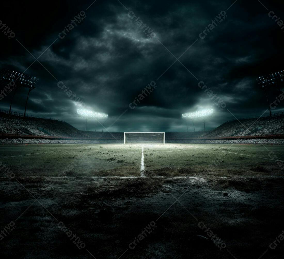 Estádio de futebol noturno vazio