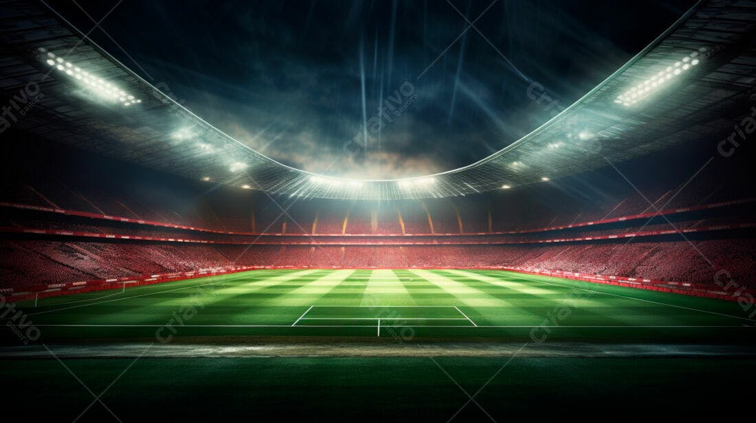 Estádio de futebol iluminado à noite