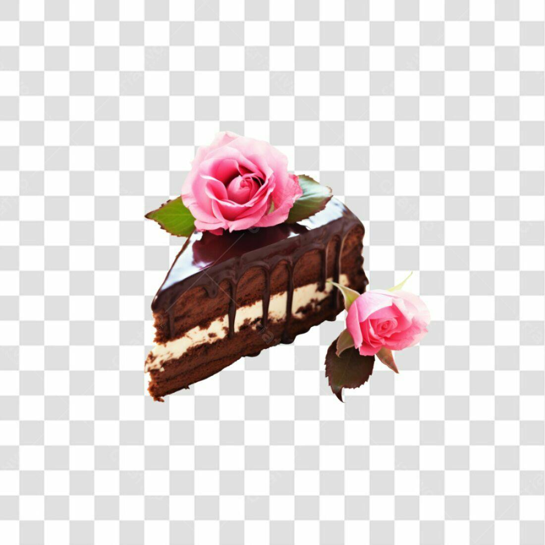 Imagem Bolo Chocolate Rosas PNG com fundo transparente