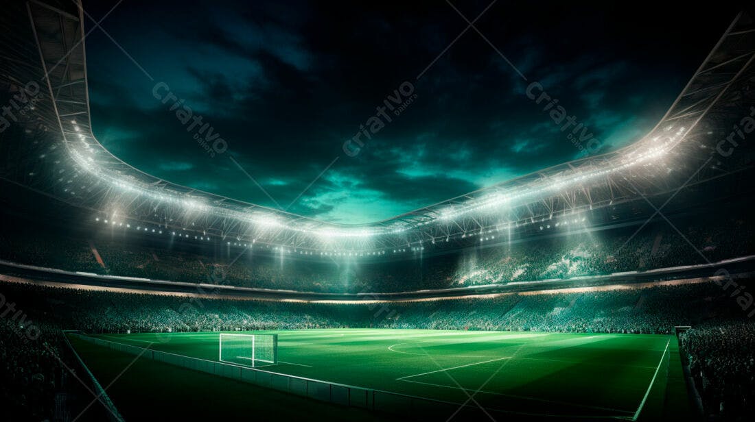 Estádio de futebol noturno lotado