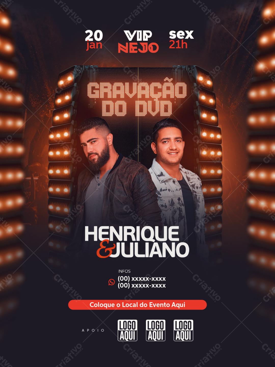 Flyer para Gravação DVD Henrique e Juliano PSD Editável