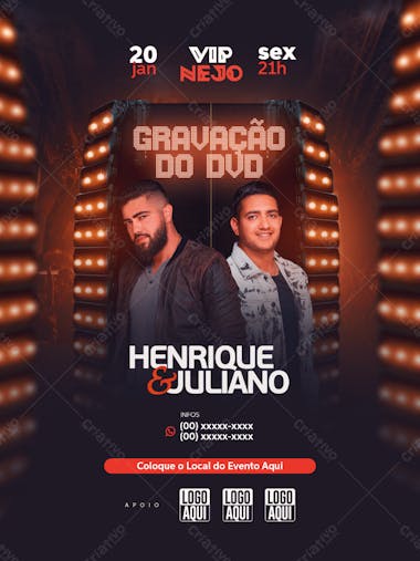 Flyer gravacao do dvd henrique e juliano