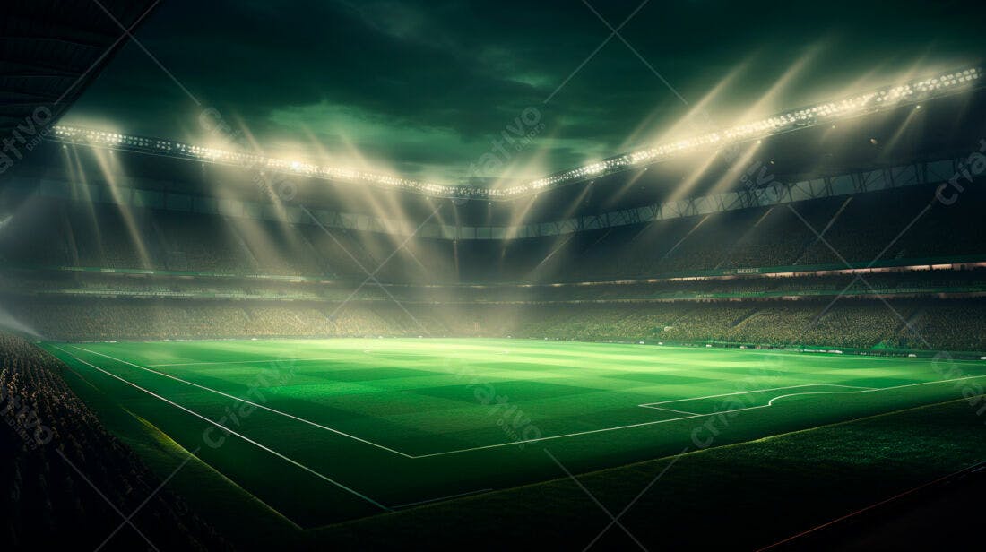 Estádio de futebol iluminado à noite