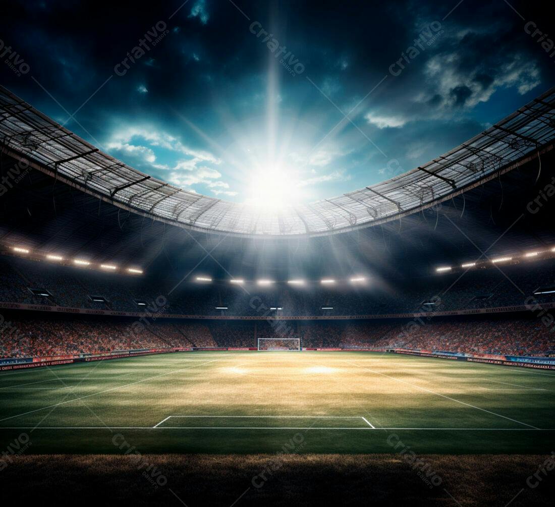 Estádio de futebol iluminado à noite