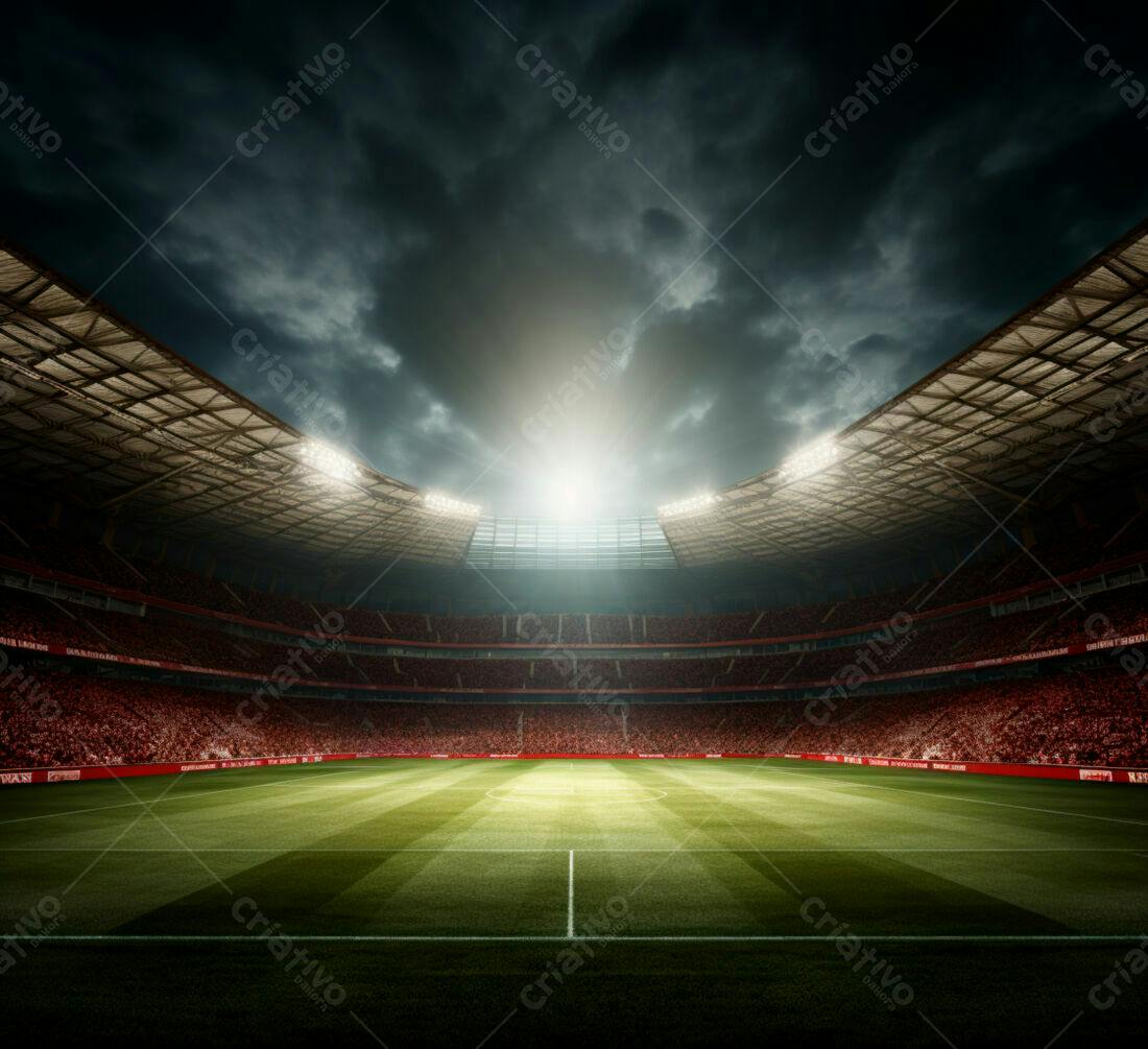 Estádio de futebol iluminado à noite