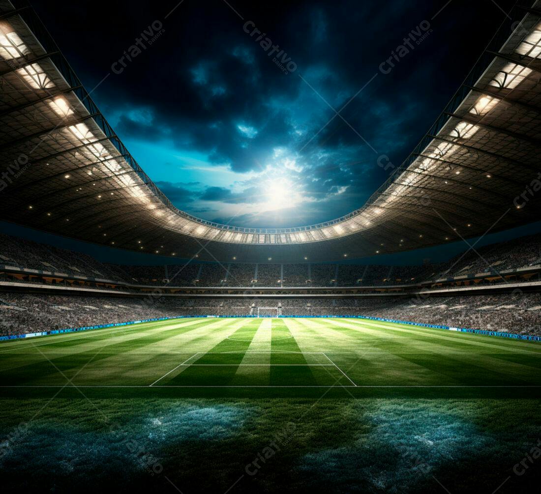 Estádio de futebol noturno lotado