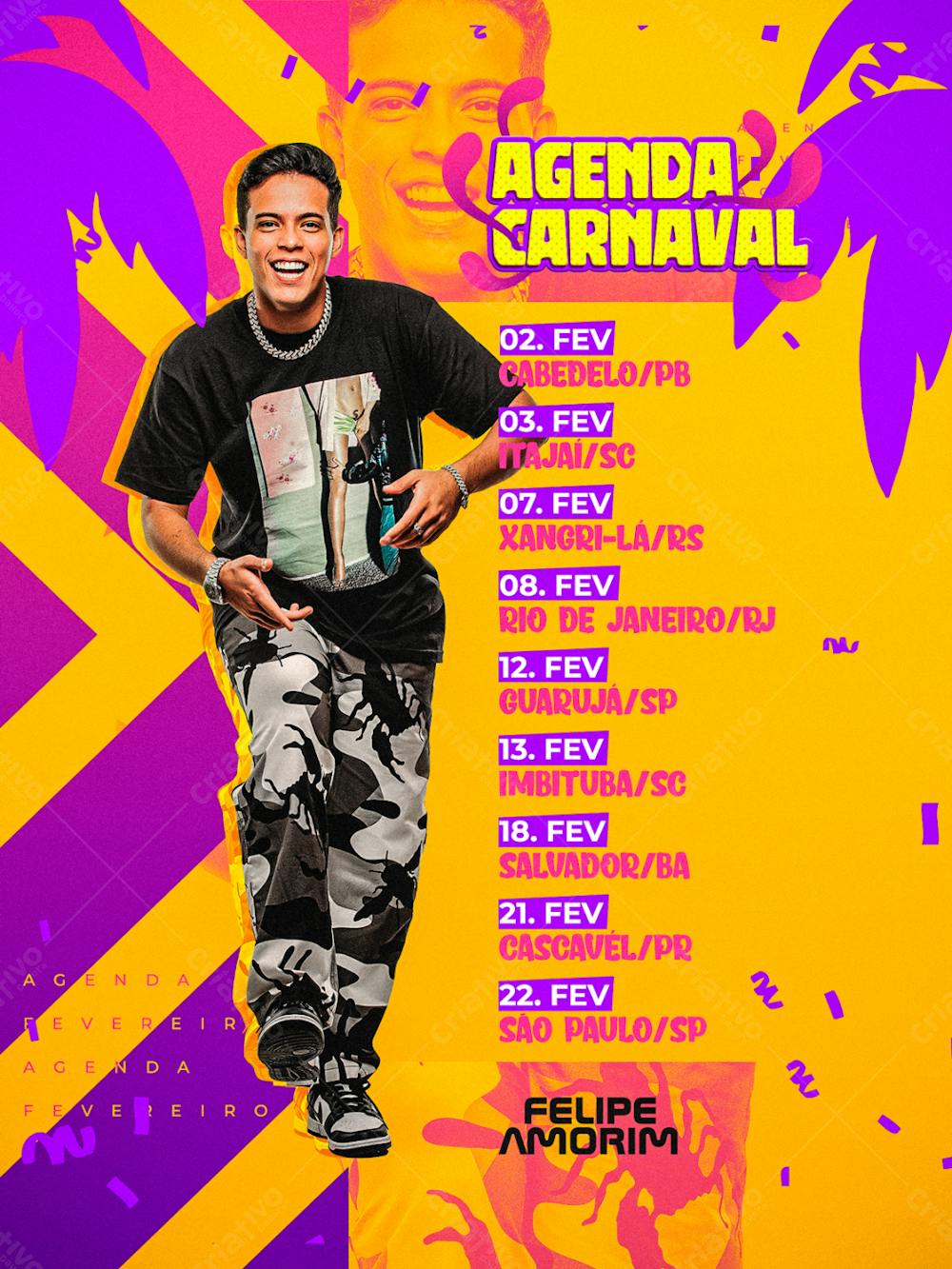 Flyer Felipe Amorim Agenda Carnaval Social Media Psd_Editave