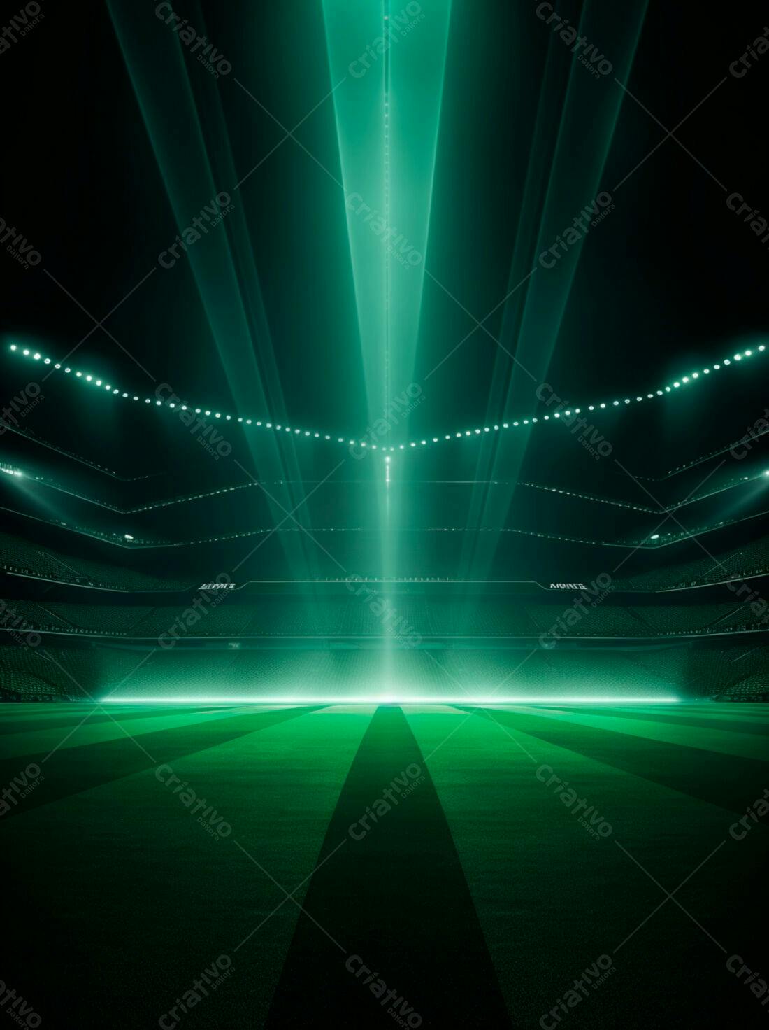 Estádio de futebol iluminado em verde