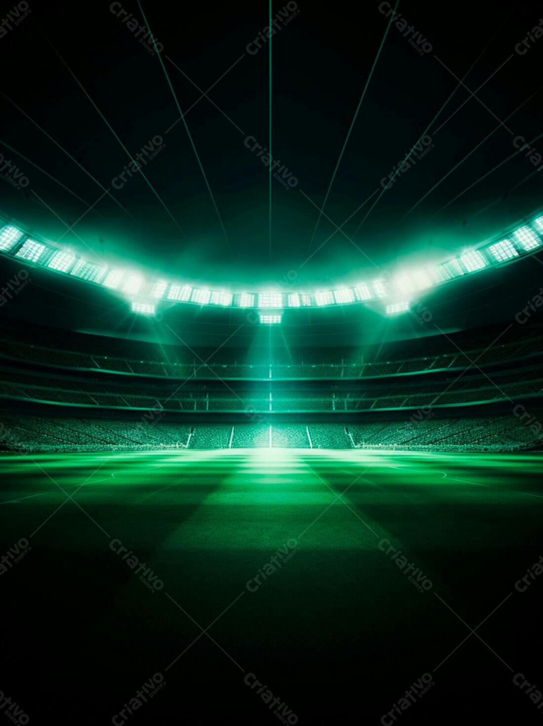 Estádio de futebol noturno iluminado