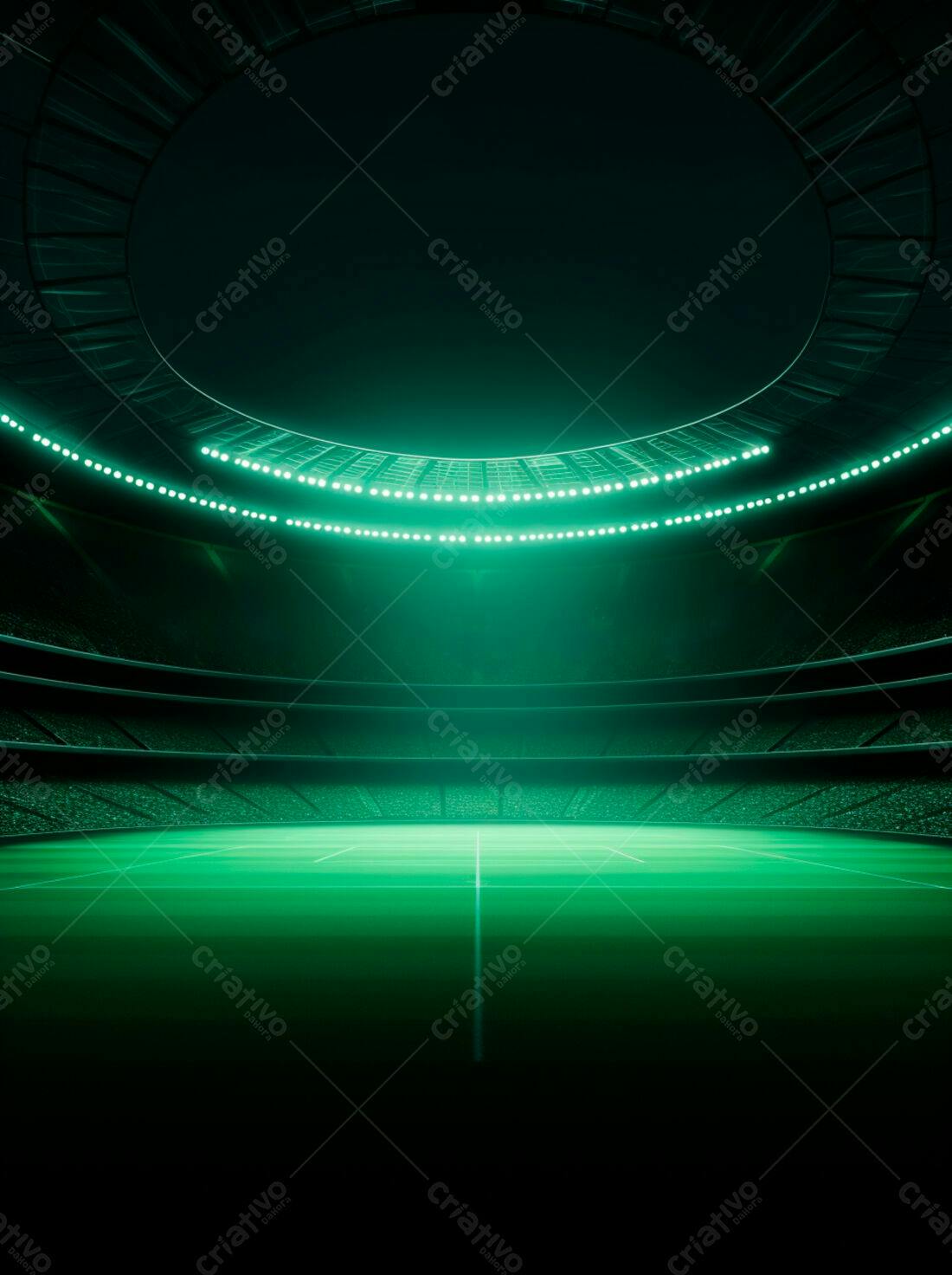 Estádio Vazio Iluminado Verde