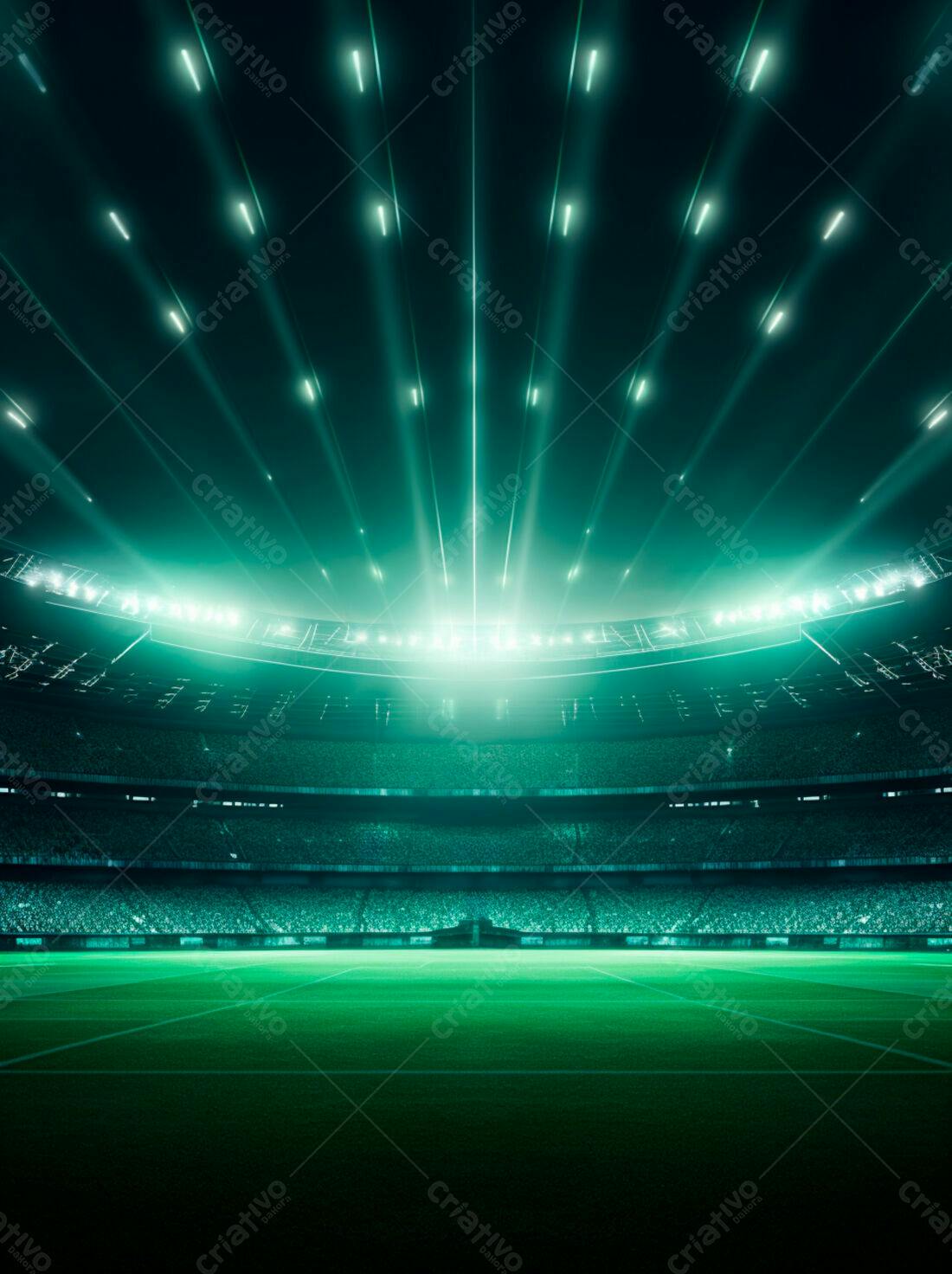 Estádio Noturno Verde Iluminado