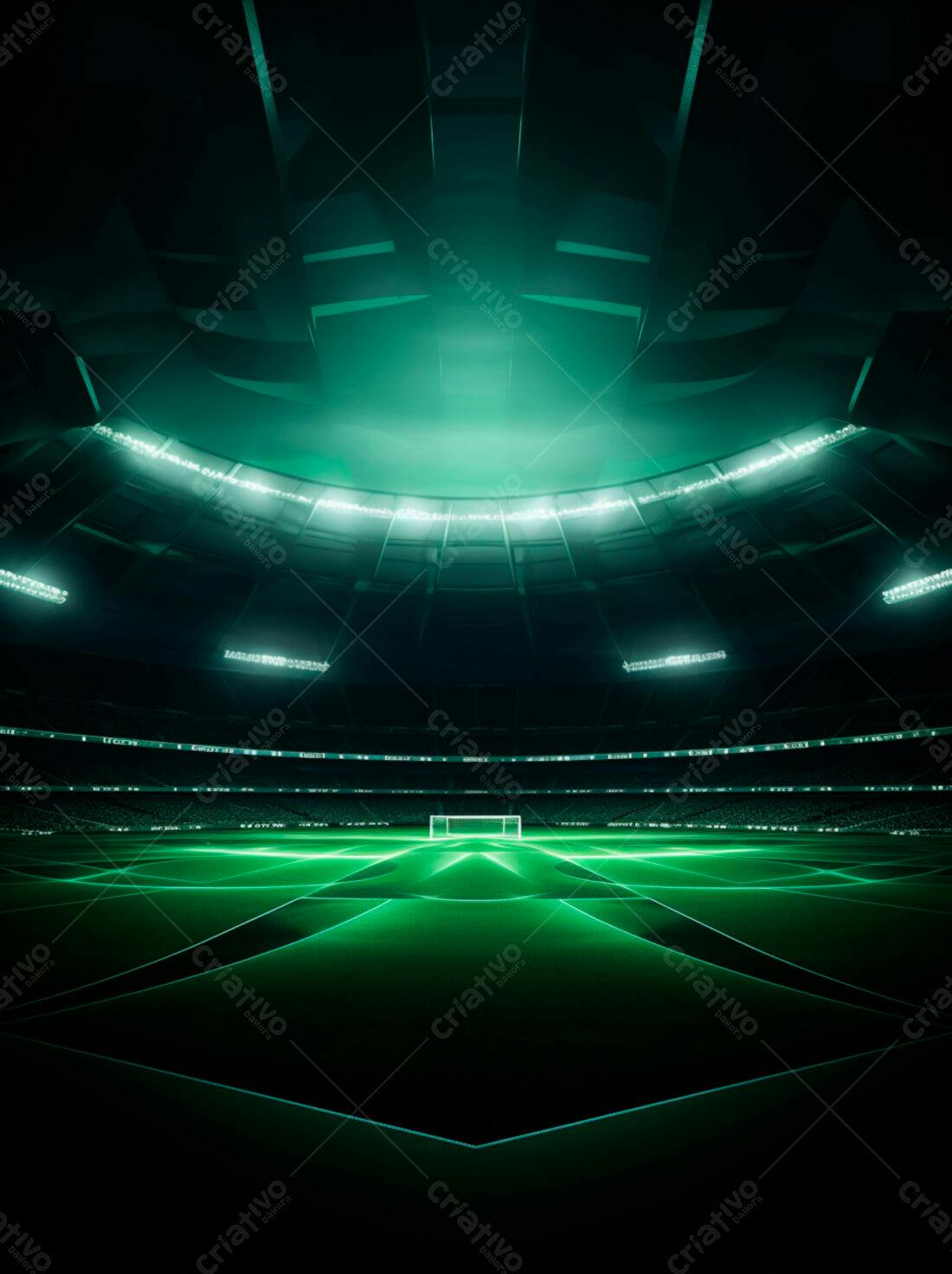 Campo de Futebol Noturno Verde