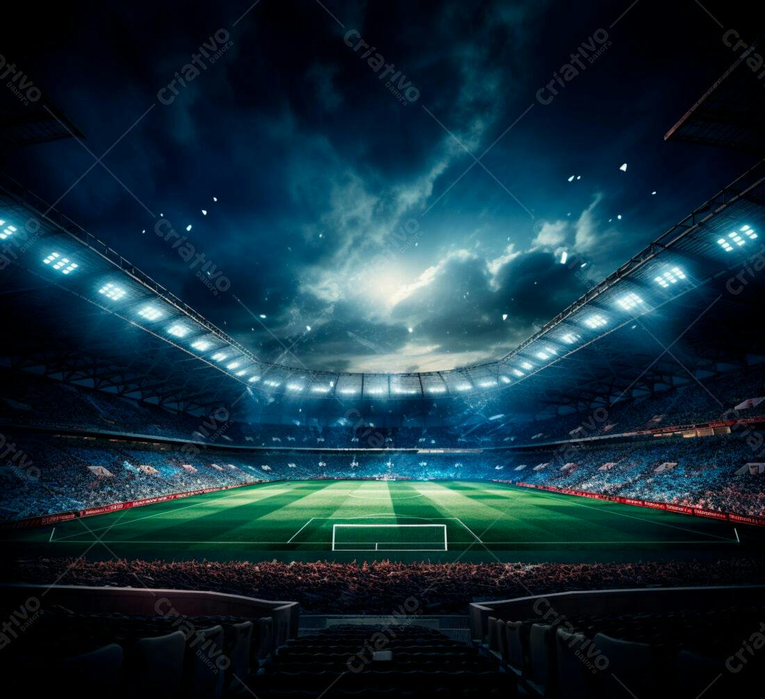Estádio de futebol noturno lotado