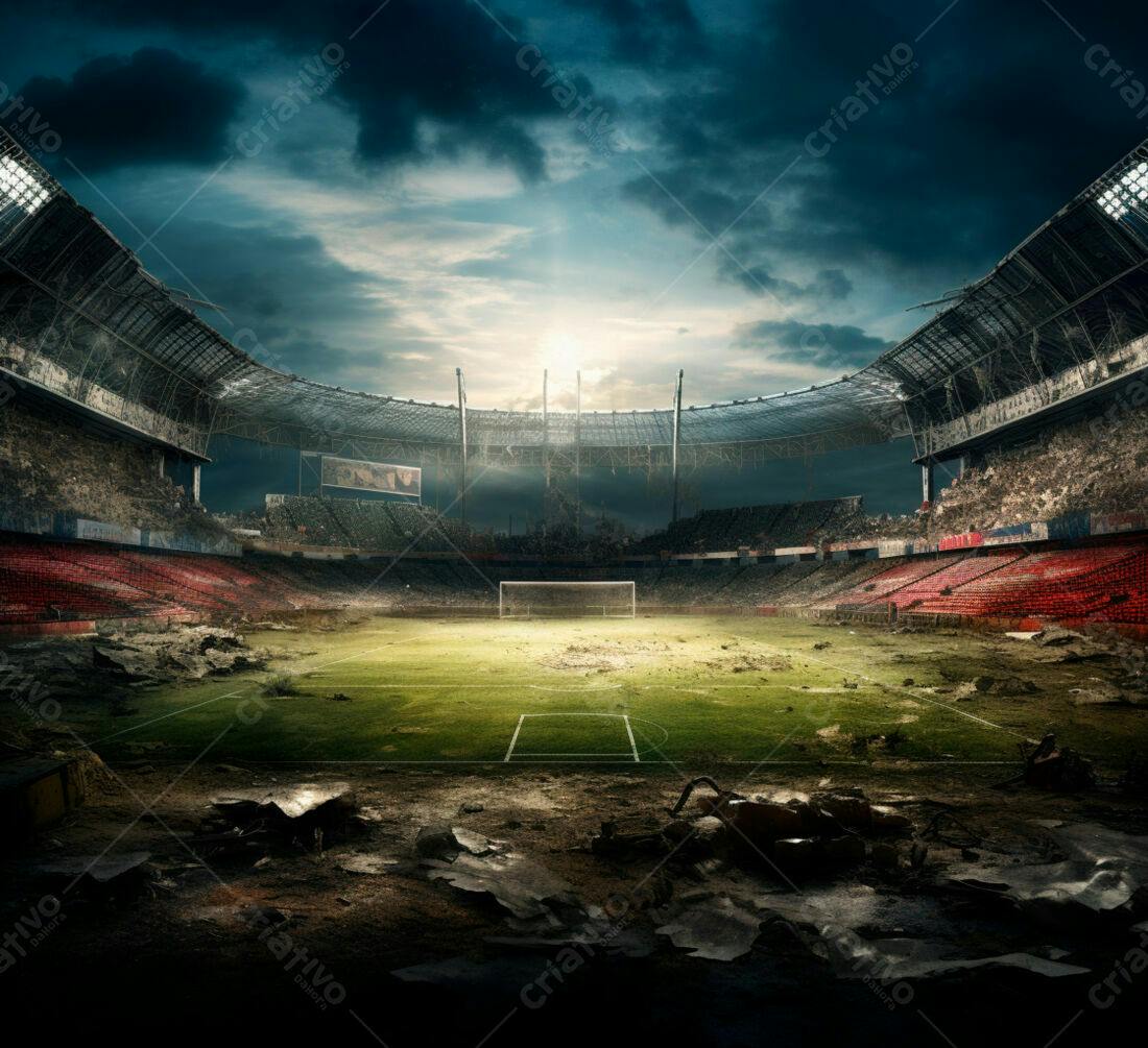 Estádio destruído pós-apocalíptico