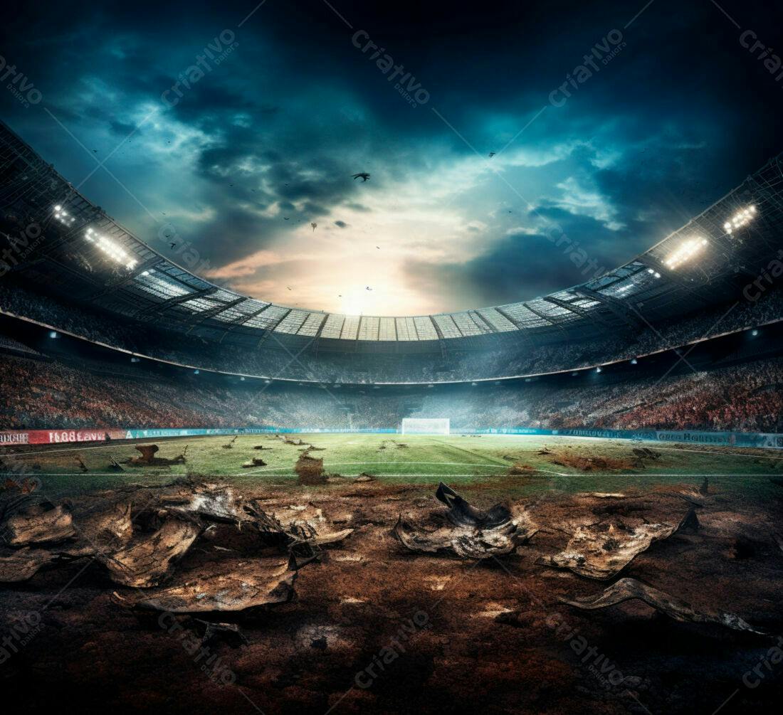 Estádio de futebol destruído após jogo