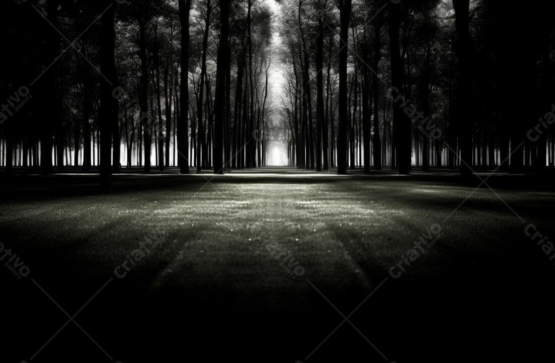 Trilha escura em bosque monocromático