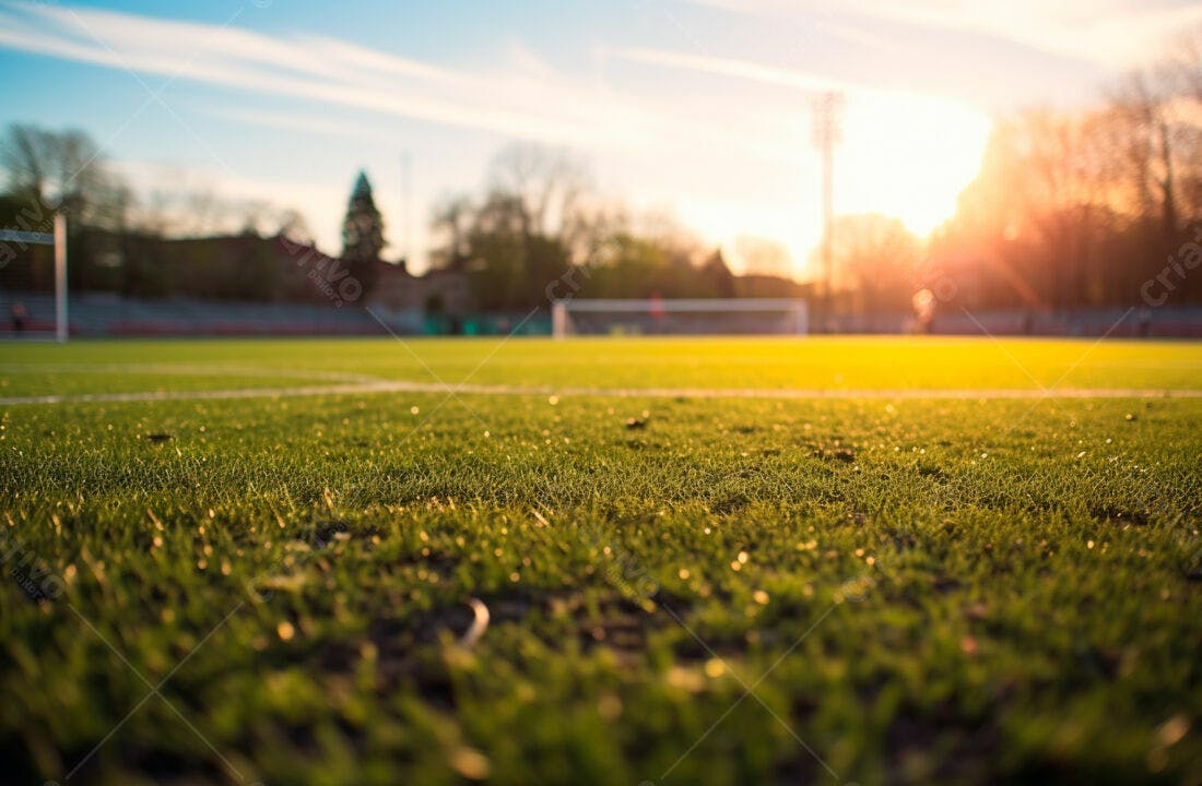 Gramado de Futebol ao Entardecer