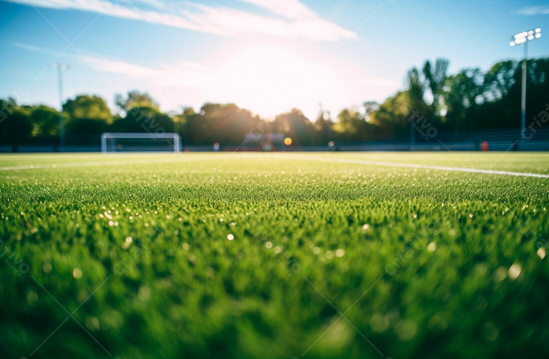 Gramado de Futebol ao Entardecer