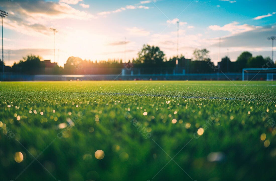 Campo de futebol ao entardecer