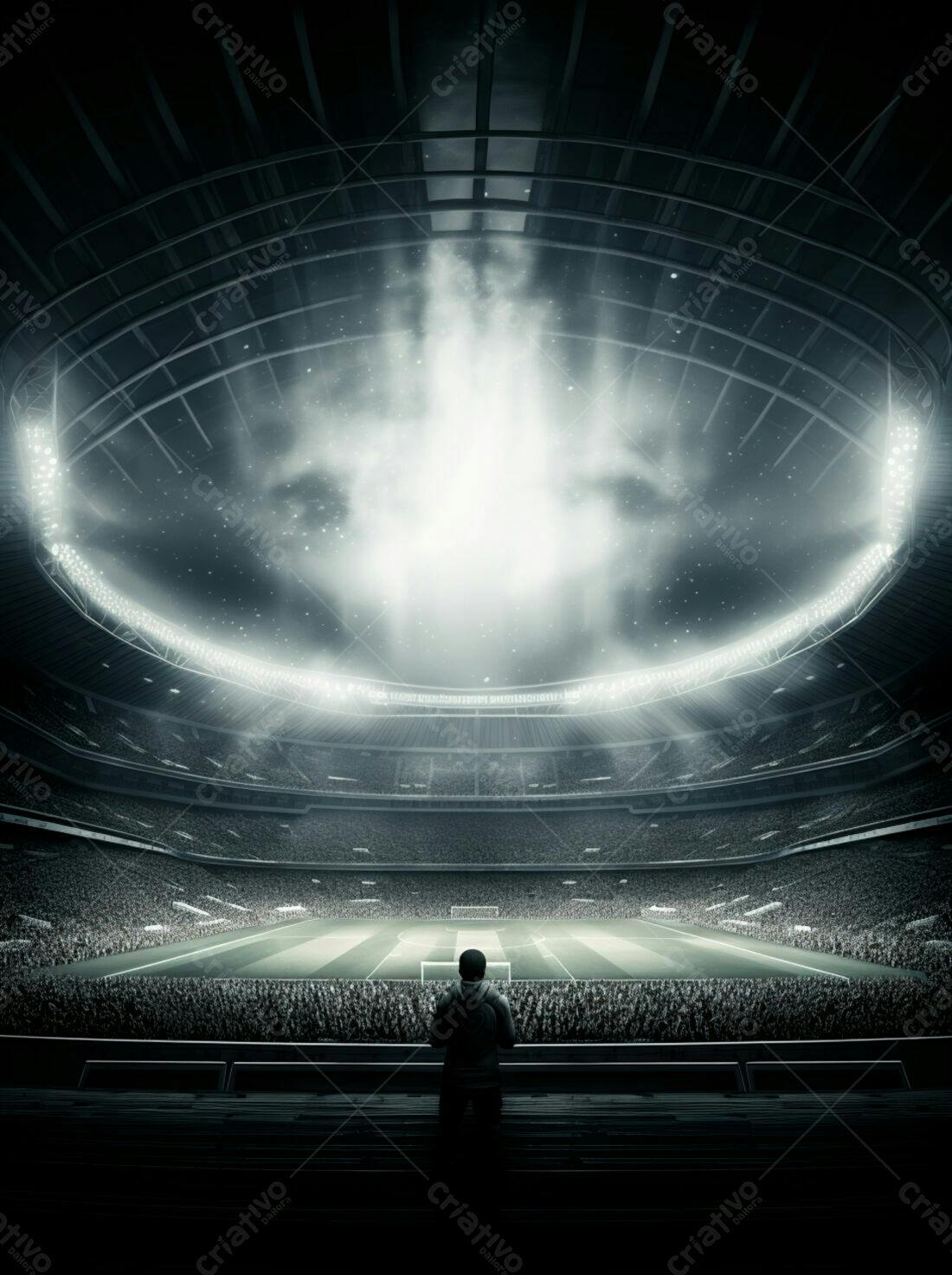 Estádio Vazio com Homem Observando