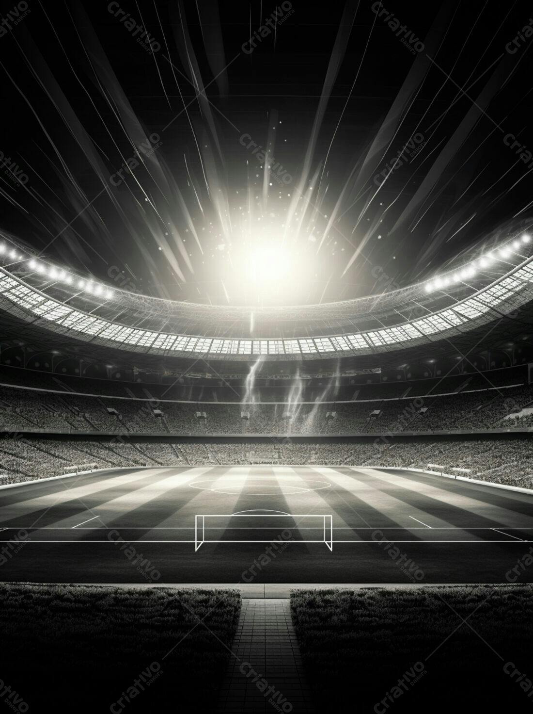 Estádio de futebol iluminado noturno