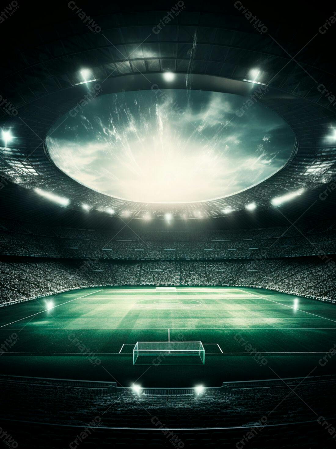 Estádio de futebol iluminado à noite