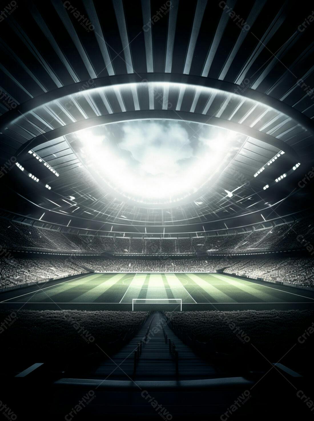 Estádio de futebol iluminado à noite