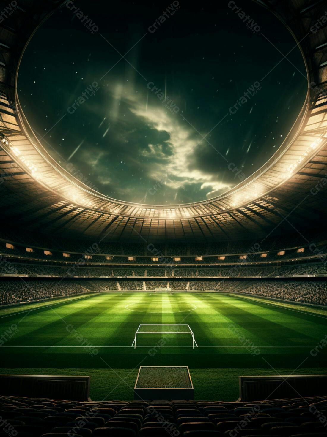 Estádio de futebol noturno lotado