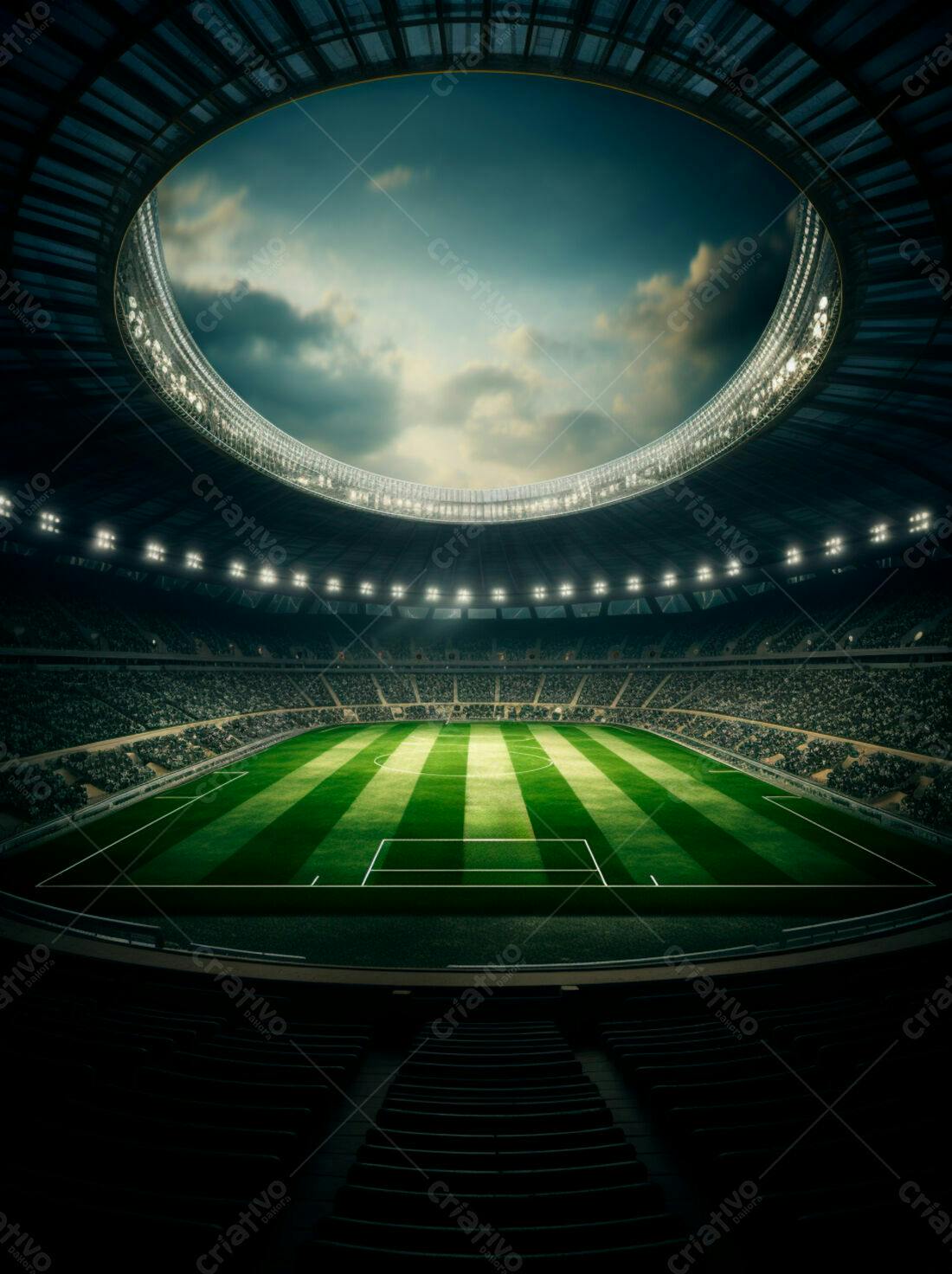Estádio de futebol noturno lotado