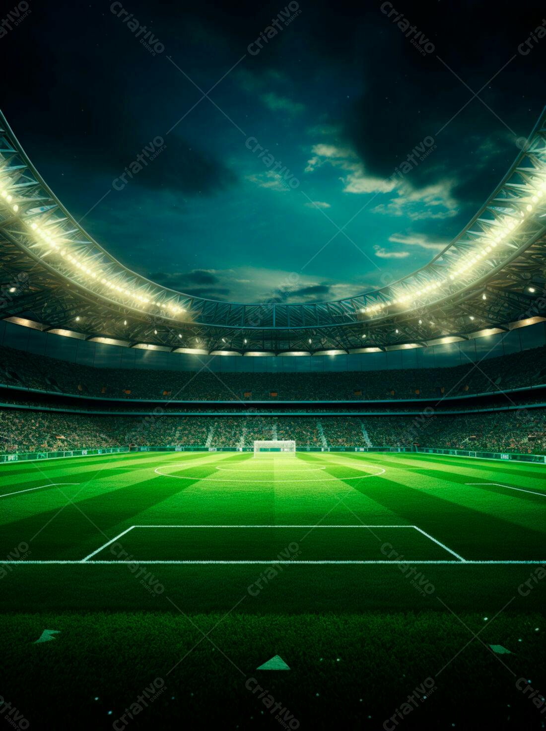 Estádio de futebol noturno lotado