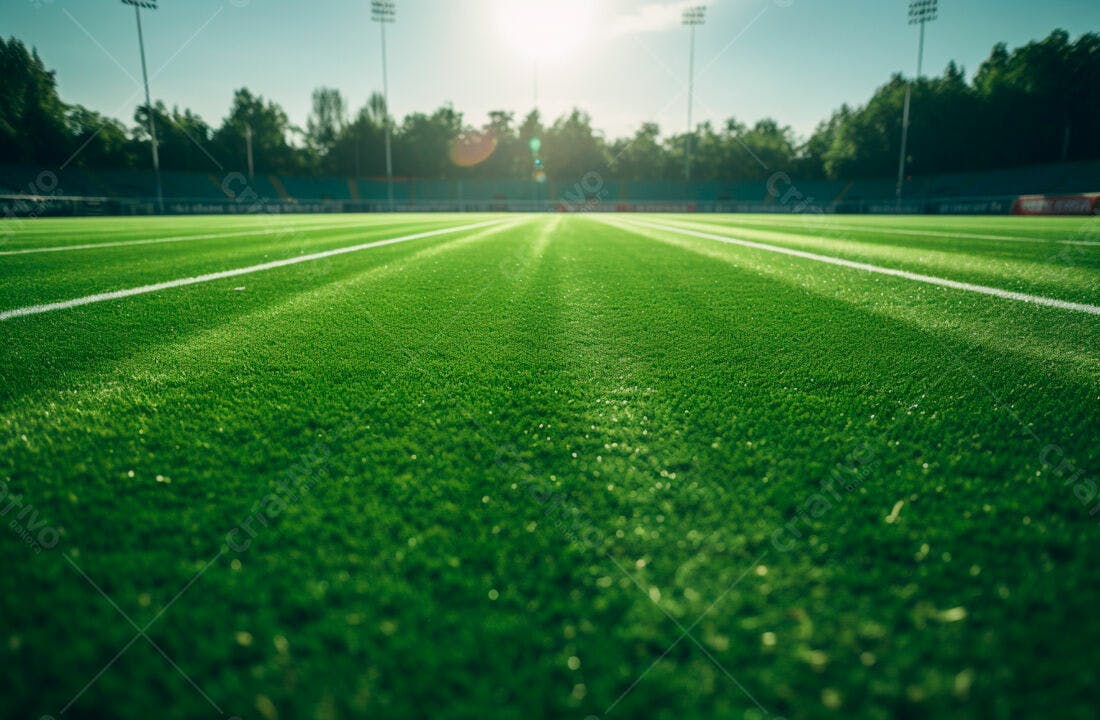Campo de Futebol Gramado Verde sob Sol