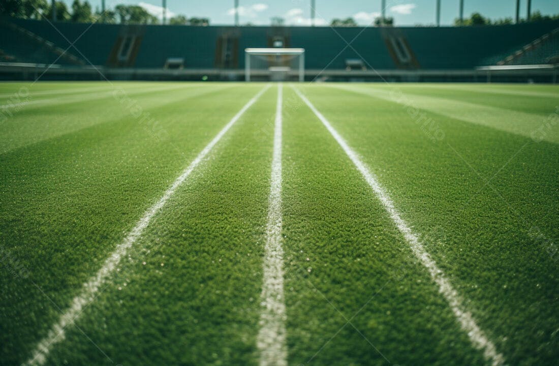 Campo de futebol gramado com linhas brancas