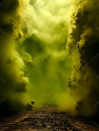 Imagem de fundo, explosão de fumaça e nuvens em tons verdes 6