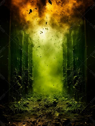 Imagem de fundo, explosão de fumaça e nuvens em tons verdes 7