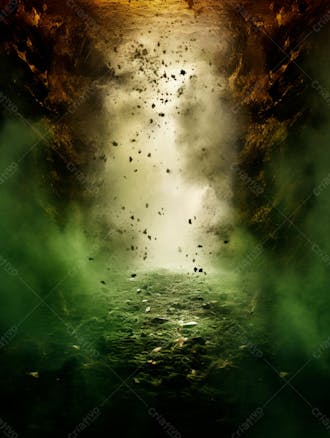 Imagem de fundo, explosão de fumaça e nuvens em tons verdes 8