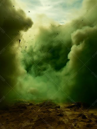 Imagem de fundo, explosão de fumaça e nuvens em tons verdes 17
