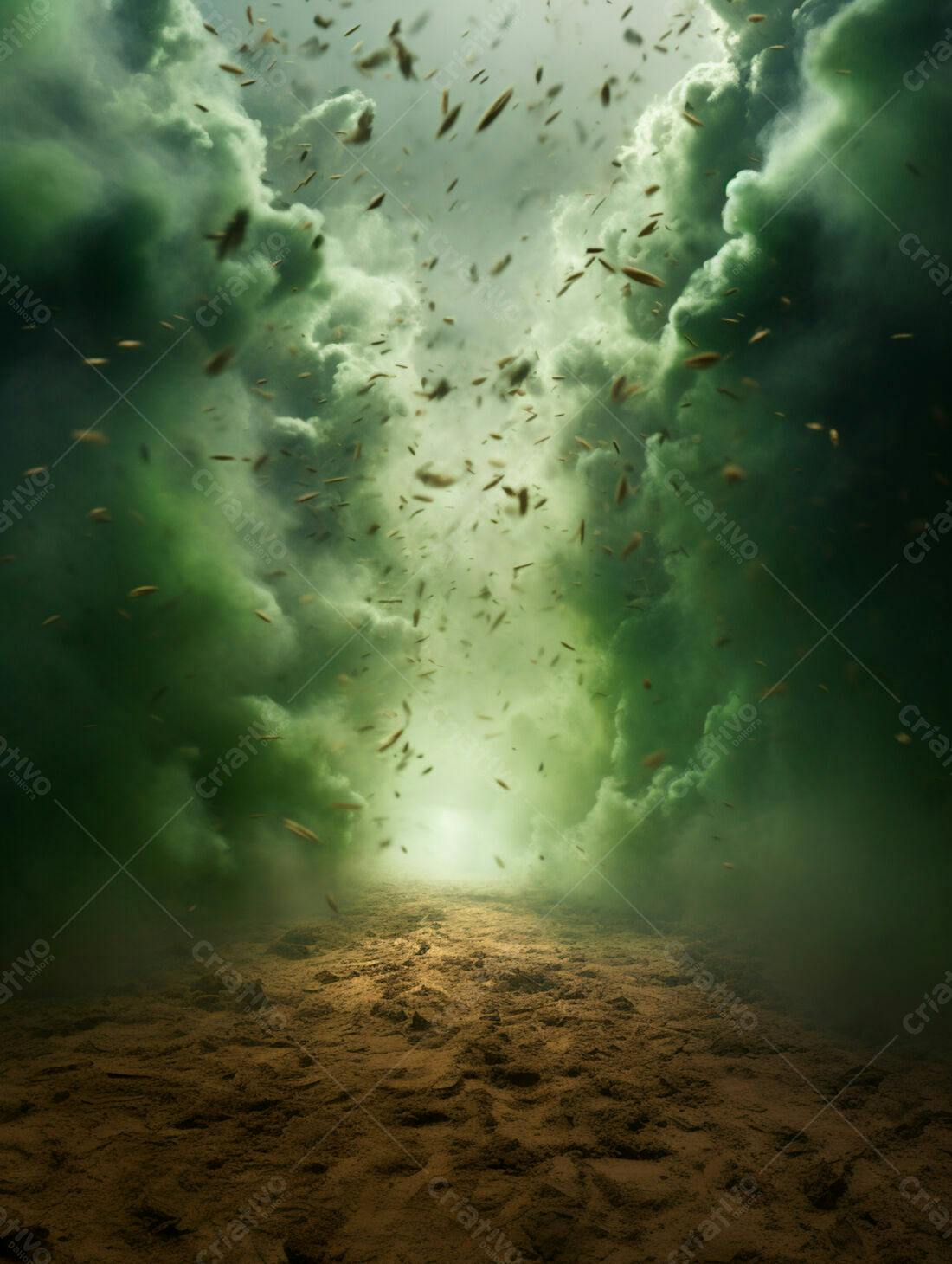 Tempestade verde com partículas em suspensão